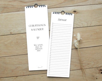 Birthday calendar | Calendar for birthdays | Perpetual calendar | Undated calendar | Strip calendar