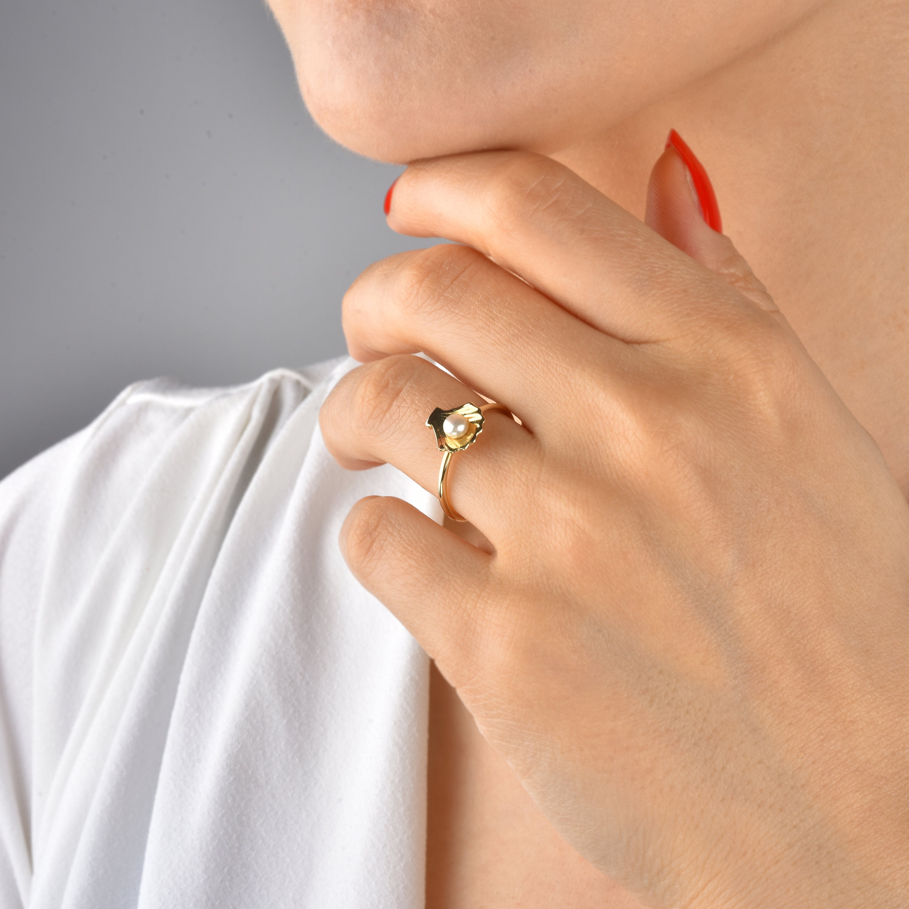 Sea shell Design Ring in 14k Gold. Etsy