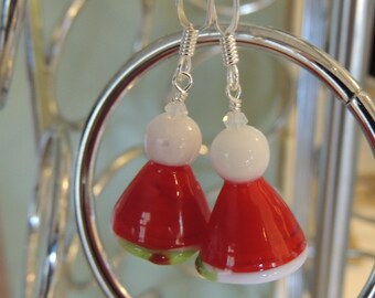 Glass Santa Hat Earrings
