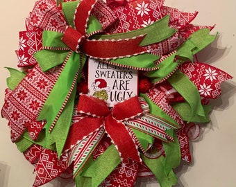 The Grinch Has Seen So Mini Ugly Sweaters! Wreath