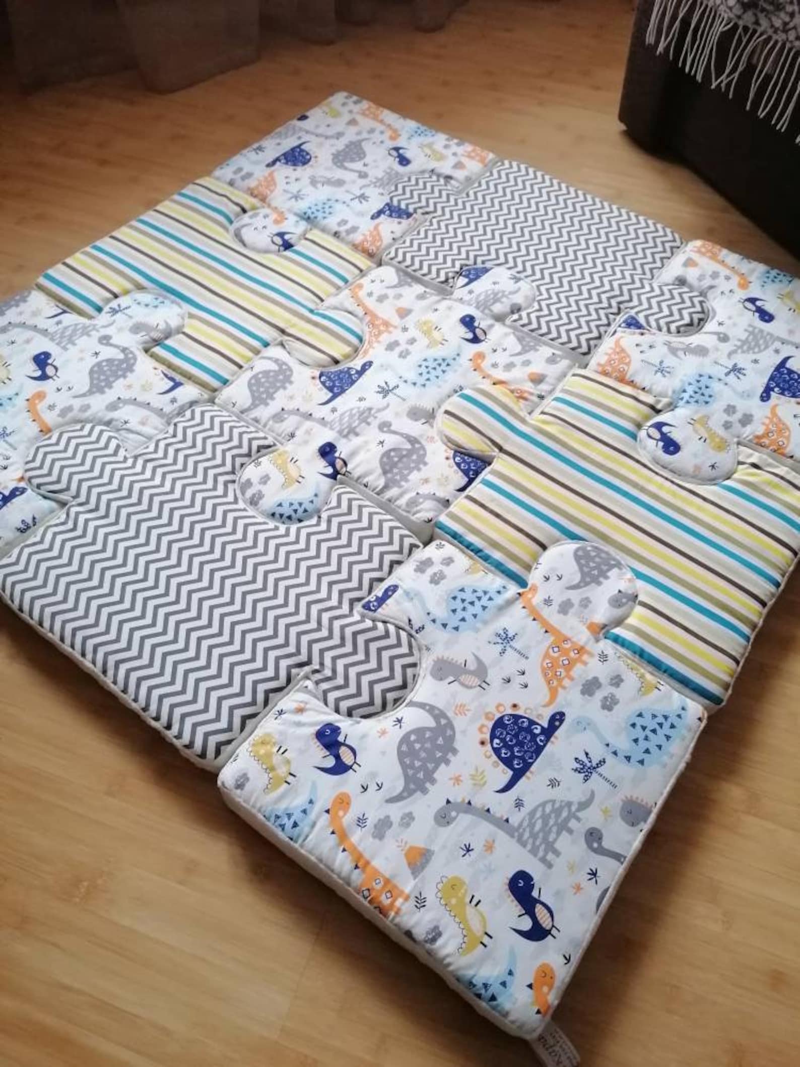 Baby Puzzle Play Mat Carpet With Dinosaurs Pillow Mat Etsy Norway