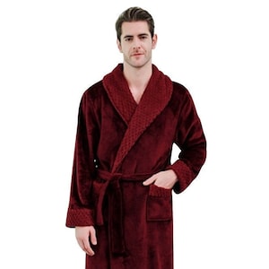 ADD Fluffy Thick Microfibre Flannel Bathrobe Velvet Sleep Shawl Collar Bathrobe
