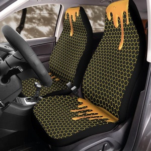 Honeycomb Car Seat Covers, Honey car seat covers, Beekeeper car accessories, Bee car seat covers, black and yellow car seat covers