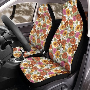 Car Seat Covers for vehicle, Hippie Car Seat Covers, 70s car seat covers, Matching front seat covers for a car, Floral car seat covers