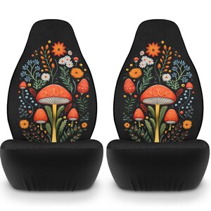 Folk Mushroom Car Seat Covers for vehicle, Cottagecore car seat covers with mushrooms, Folk art Car Seat covers, witchy car accessories