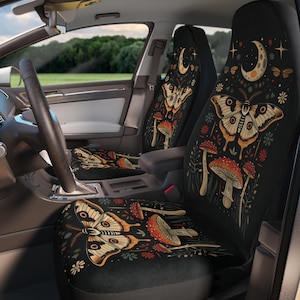 Night moth car seat covers, Moon car seat covers,  Boho car accessories for women, Mushroom car seat covers, Front seat covers