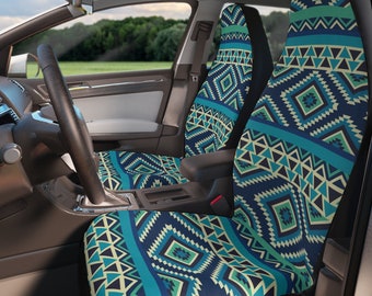 Blue Ikat Car Seat Covers, Aztec car seat covers, Southwestern car accessories, Teal Southwestern car seat covers for vehicle