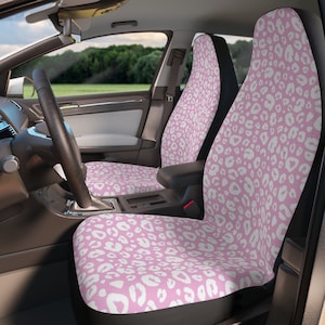 Pink Cheetah Car Seat Covers for vehicle, Pink car seat covers, Cheetah car accessories, Leopard car seat covers, pink white car seat covers