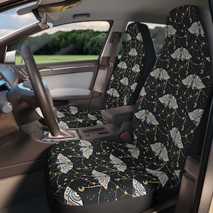 Boho Car Seat Covers, Night Moth car seat covers for vehicle, Celestial car seat covers, Boho car accessories, Witchy car seat covers