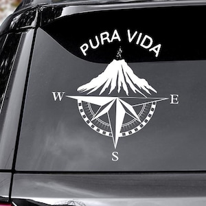 Volcano Compass Pura Vida car decal, Costa Rica car decal, Pura Vida Car window decal, Pura Vida car accessories