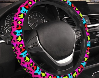 Coprivolante Per Auto Leopardato Rosa 38cm Coprivolante Antiscivolo Ghepardo Copertura Protettiva Accessori Interni Per Lo Styling Dell'auto - 3