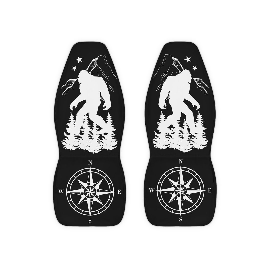 Black Bigfoot Pattern Print Universal Fit Car Seat Covers