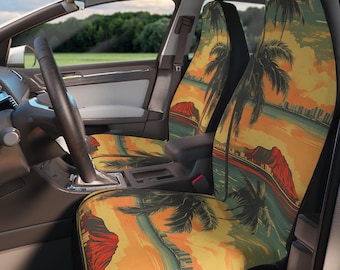 Tropical Hawaii Car Seat Covers, Beach car seat covers, Palm trees car seat covers for vehicle, Hawaii car accessories, Front car seat cover