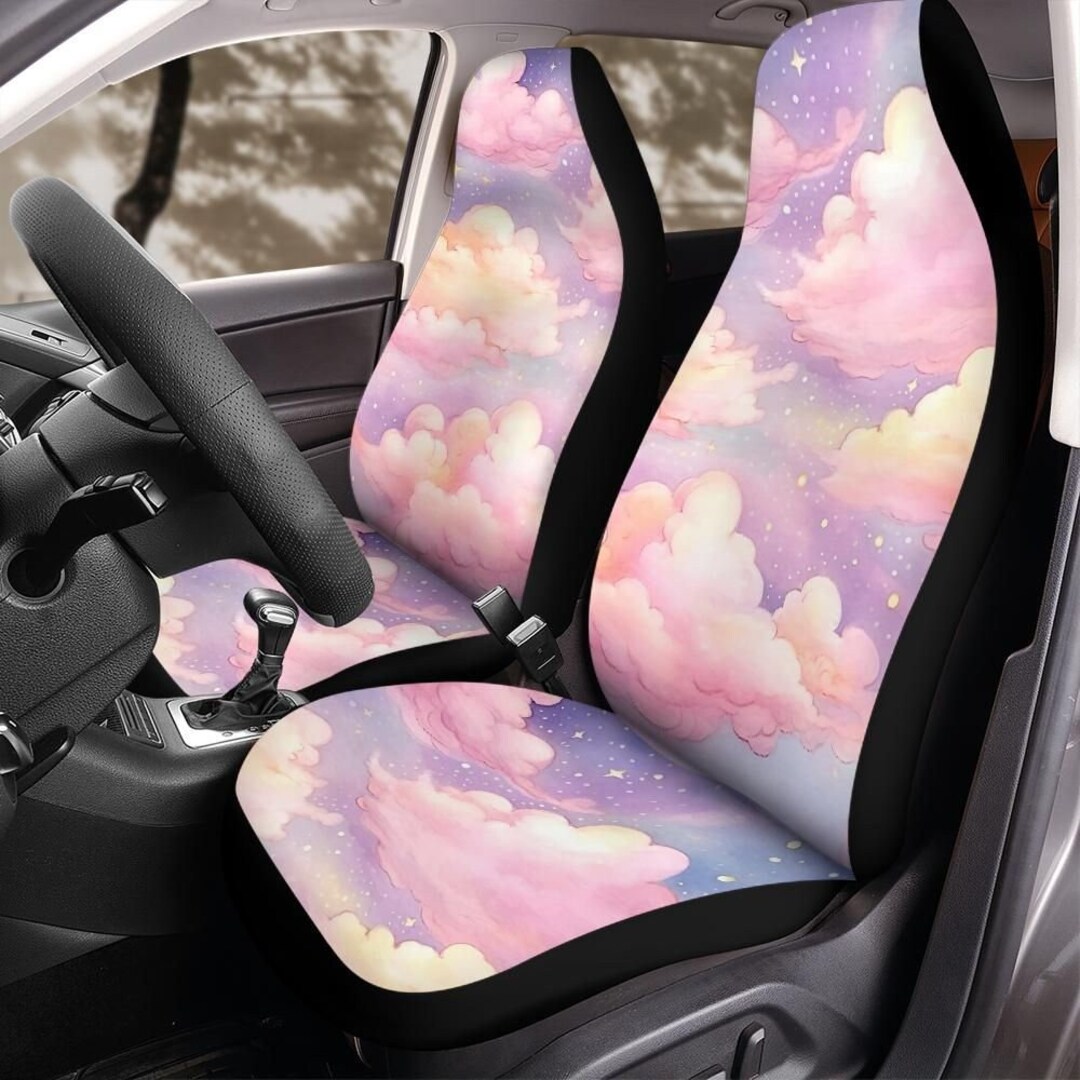 Car Seat Cover for Vehicle, Pink Clouds Seat Cover, Matching Pastel
