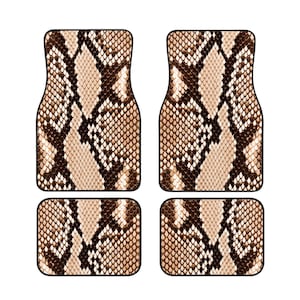 Snake Skin Pattern Car Floor Mats, Printed Python Pattern Car Accessories for women,  Animal Themed Car Decor