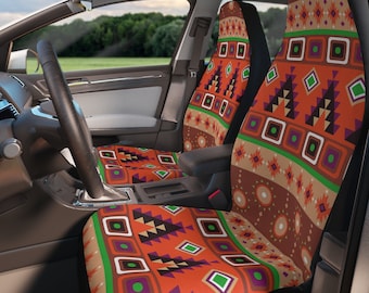 Southwestern Car Seat Covers, Aztec car seat covers, Southwestern car accessories, Ikat car seat covers, red and orange car seat covers