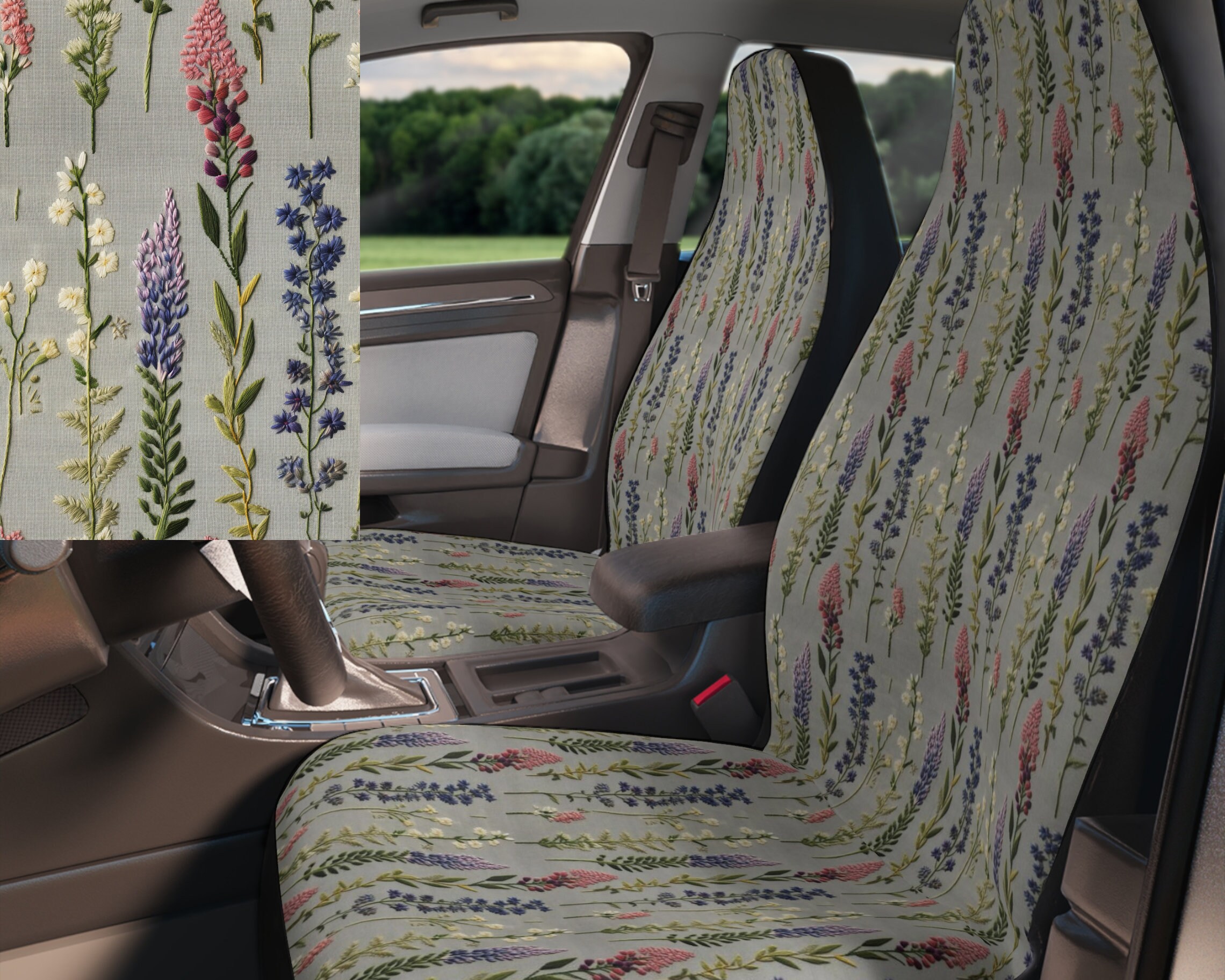 Faux Embroidery Car Seat Covers for Vehicle Imitation Floral Etsy