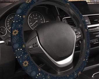 Celestial Steering Wheel Cover, Sun Moon Stars Car accessories for women, Night Sky Steering wheel cover, Celestial Car decor
