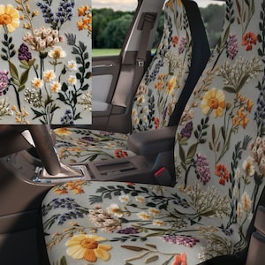 Faux Embroidery Car Seat Covers for vehicle, Imitation Floral Embroidery Car Seat Covers, Boho car accessories women Floral car seat covers