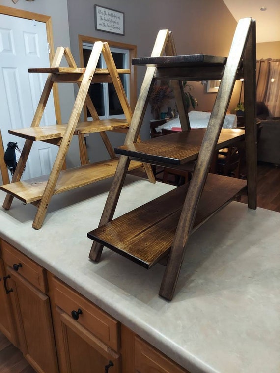 A Frame Display Shelf Diy Ladder Shelf Countertop Display Craft Fair Display Cupcake Display Tabletop Display Small Ladder Etsy
