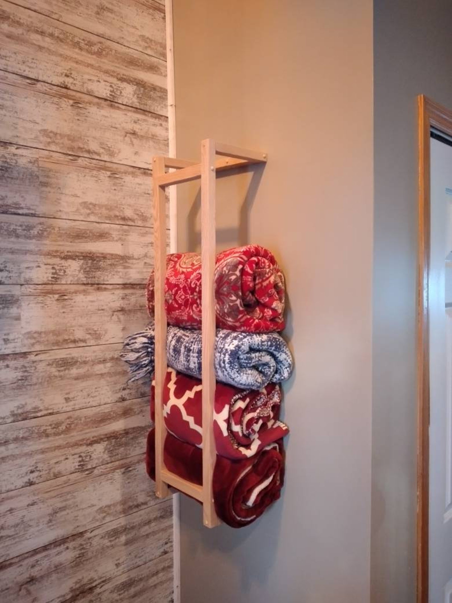 Wall Mount Blanket Rack Towel Rack Handmade Solid Wood Etsy