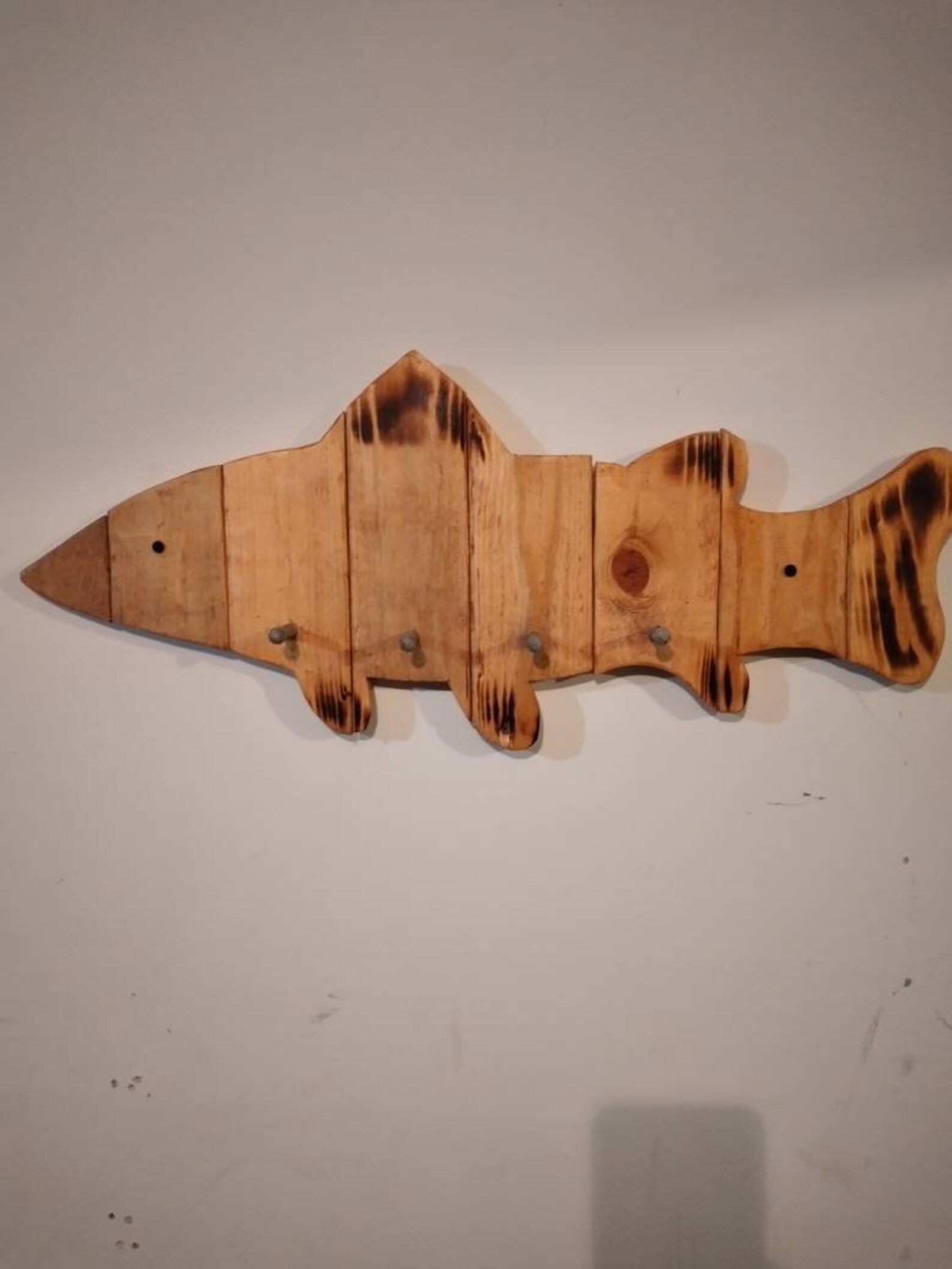 Reclaimed Pallet Wood Fish Coat Rack Farmhouse Rustic Great Etsy