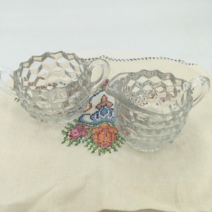 Fostoria American Clear Open Sugar and Creamer - Vintage