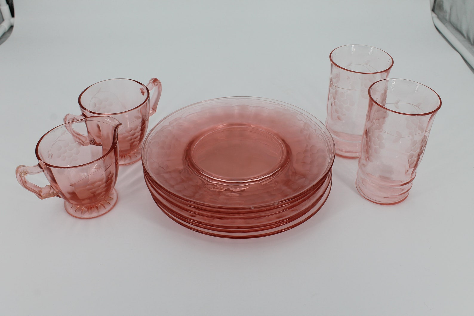 Blush Pink Glass Dishes Vintage Etsy