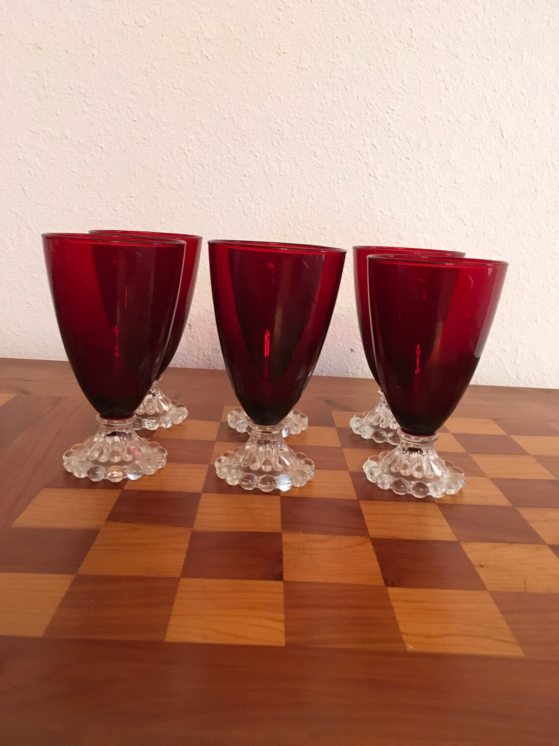 Vintage Ruby Red Boopie Glasses Anchor Hocking Etsy