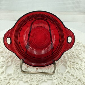Vintage Ruby Red Handled Berry Bowl