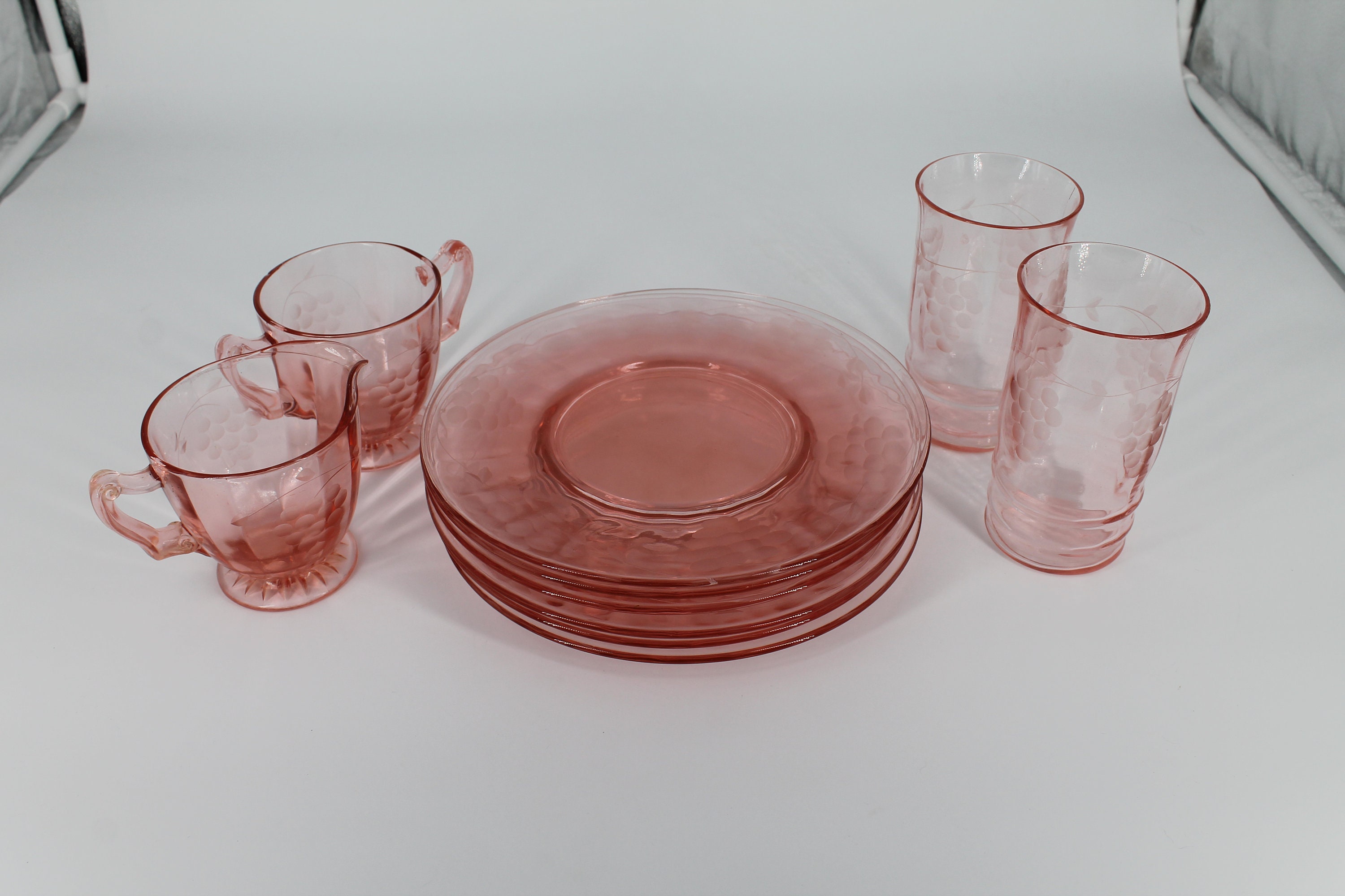 Blush Pink Glass Dishes Vintage Etsy