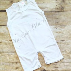 Sublimation Blanks- Infant- White Sleeveless Romper- 100% Polyester