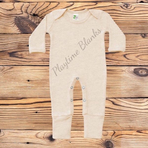 Sublimation Blanks- Infant- Oatmeal Pajamas with Mittens and Footies-65% Polyester