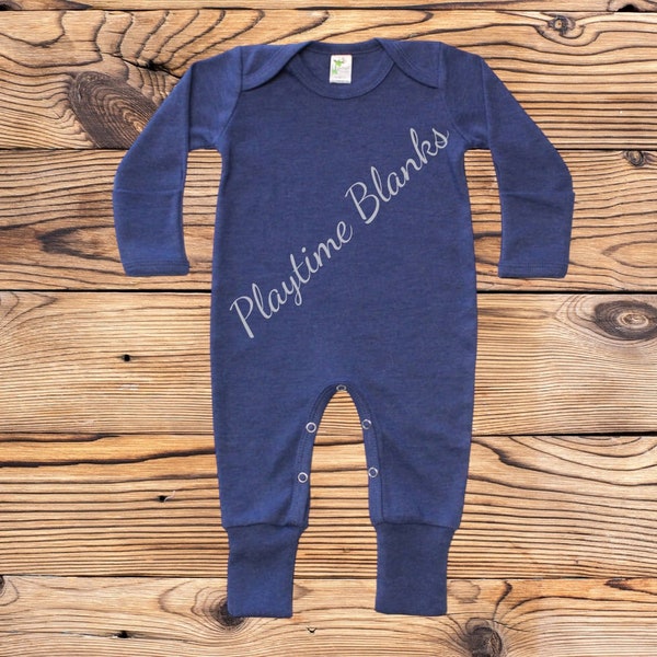 Sublimation Blanks- Infant- Denim Pajamas with Mittens and Footies-65% Polyester