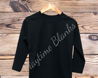 Sublimation Blanks- Toddler/Youth- Black Long Sleeve Crew Neck Shirt 65% Polyester