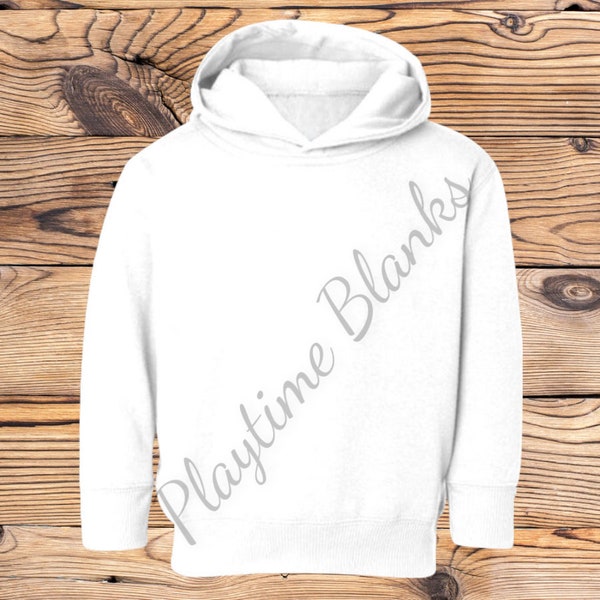 Sublimation Blanks- Infant/Toddler/Youth- White Fleece Pullover Hoodie- 100% Polyester