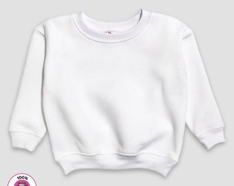 Sublimation Blanks- Infant/Toddler/Youth White Fleece Sweatshirt- 100% Polyester