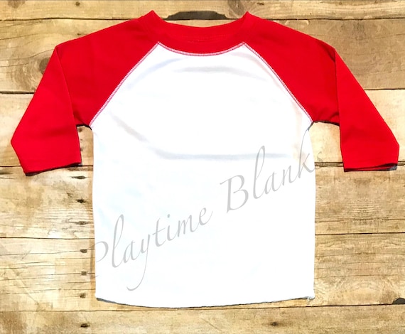 Infant/Toddler/Youth- White/Red Raglan Shirt- 100% Polyester Sublimation Blanks