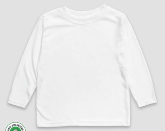 Sublimation Blanks- Toddler/Youth- White Long Sleeve Crew Neck Shirt 65% Polyester