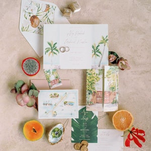 Tropical Wedding Invite, Watercolor Wedding Invite, Custom Wedding Invitation, Largo Resort Wedding Invite, Beach Wedding Invite