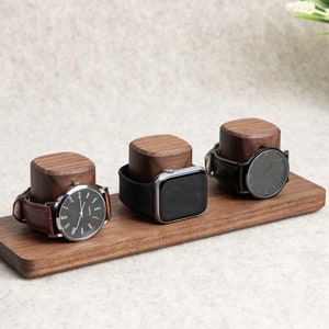 Watch Stand for multiple watches made of solid wood, Wristwatch Storage, Timepiece Display, Watch holder and display for 1-5 watches