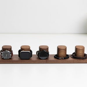 Watch Stand for multiple watches made of solid wood, Wristwatch Storage, Timepiece Display, Watch holder and display for 1-5 watches