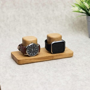 Watch Stand for multiple watches made of solid wood, Wristwatch Storage, Timepiece Display, Watch holder and display for 1-5 watches