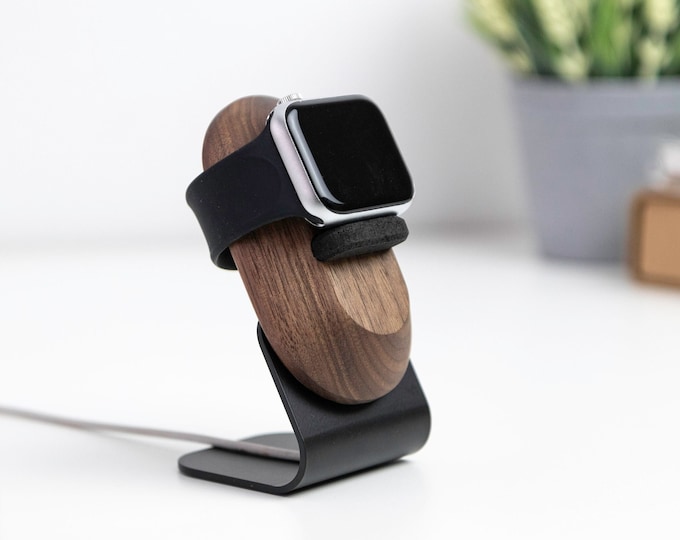 Wooden Apple Watch Charging Stand: Oak or Walnut