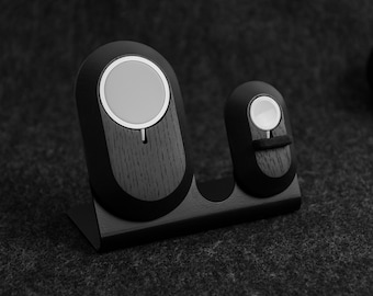 MagSafe & Apple Watch Charging Station: Wooden Dual Charger Stand