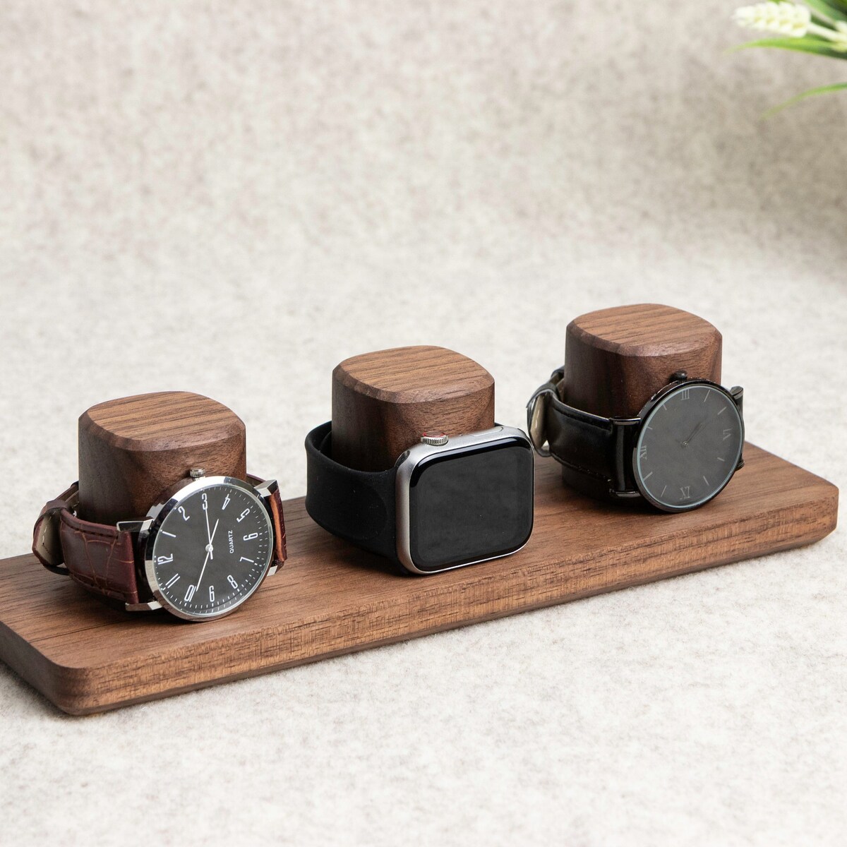 Solid Wood Watch Stand: Timepiece Display for 3 Watches - Etsy