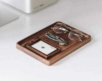 Solid wood catchall tray for your everyday carry objects,  wallet tray, desk organizer, table and desktop storage