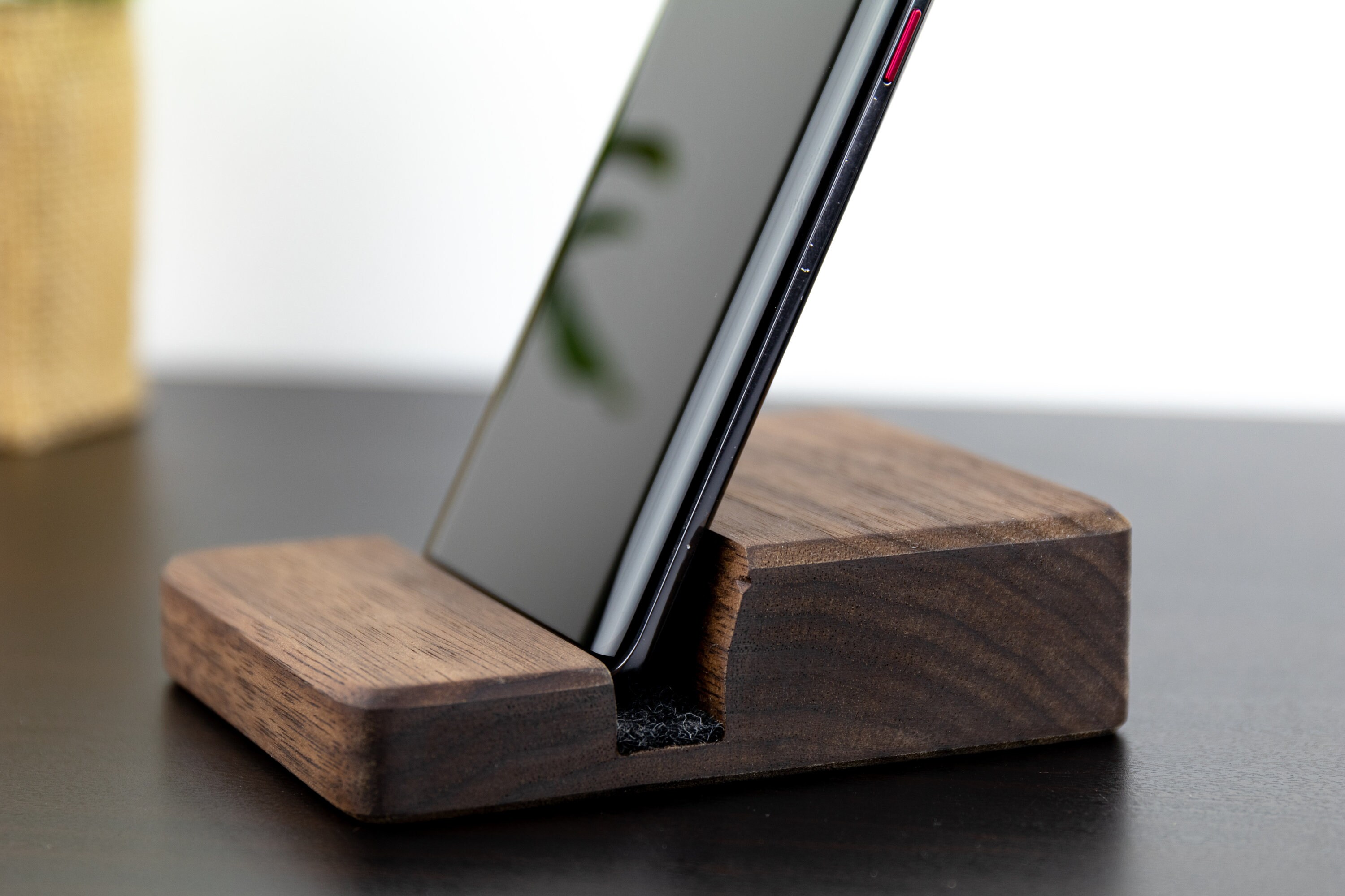 Wood Phone Stand, Wooden Phone Stand, Desktop Phone Holder, Mobile Phone Holder Double Groove Design (Set of 2)