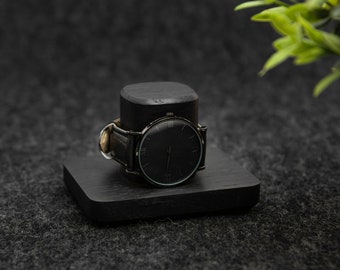 Solid Wood Watch Stand: Timepiece Display for 1-5 Watches