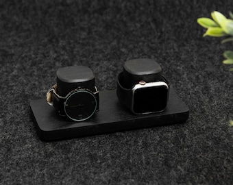 Solid Wood Watch Stand: Wristwatch Display for 1-5 Watches